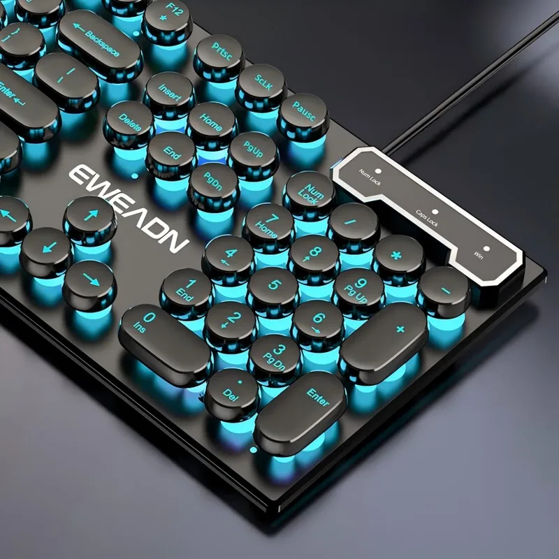 Retro Gaming Keyboard - مجموعة لوحة مفاتيح وماوس بتصميم ريترو