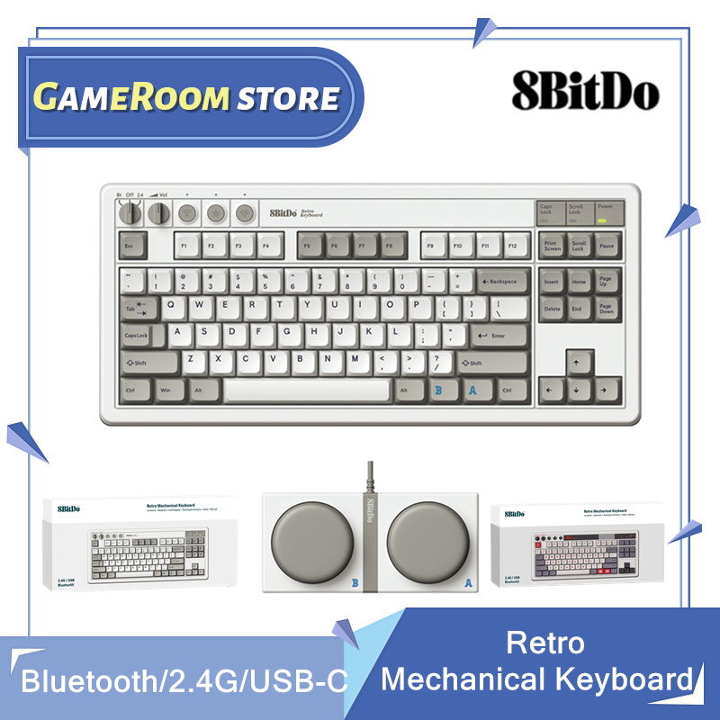 Retro Gaming Keyboard - لوحة مفاتيح ميكانيكية 8Bitdo Retro، بلوتوث/2.4G/USB-C