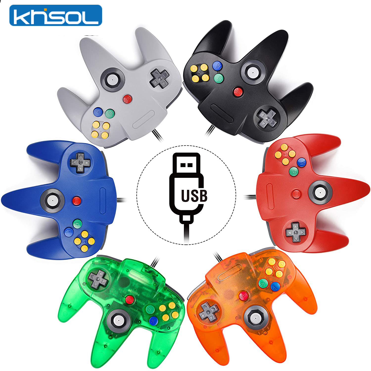 Retro Gaming Realm - N64 تحكم كلاسيكي USB سلكي عن