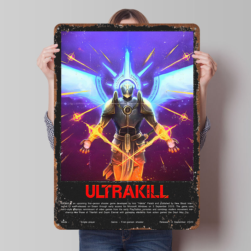 Ultrakill Game ملصق معدني مخصص - مراجعة Retro Gaming Bar وسعره