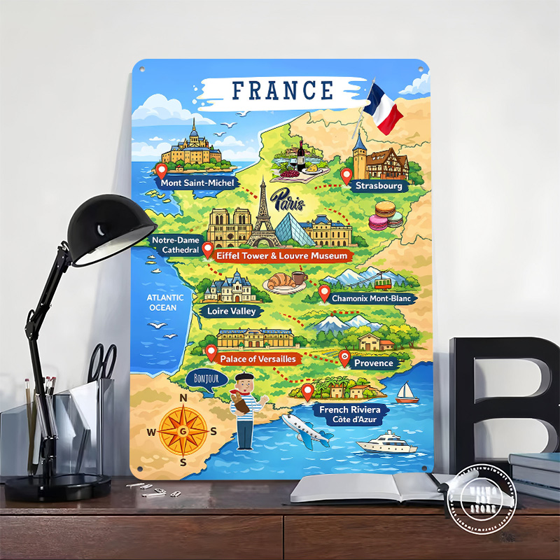 لوحة معدنية كرتونية لخريطة فرن - مراجعة Retro Gaming France وسعره